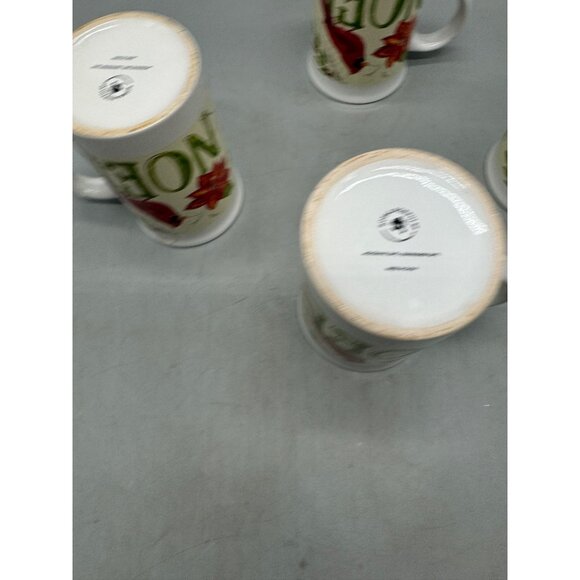 Set Of 4 Noel Cardinal Christmas Mugs royal norfolk coffee coco cup white READ - Picture 10 of 10
